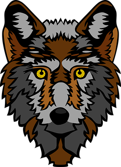 Intense Yellow Eyed Wolf Graphic PNG with transparent background