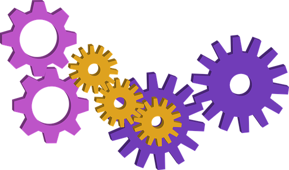Interlocking Gears Graphic PNG with transparent background