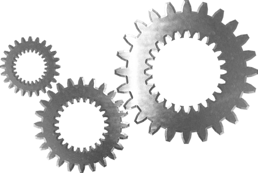 Interlocking Metal Gears PNG with transparent background