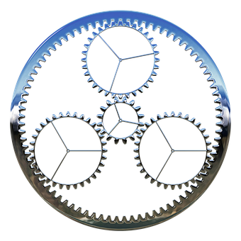 Interlocking Metal Gears PNG with transparent background