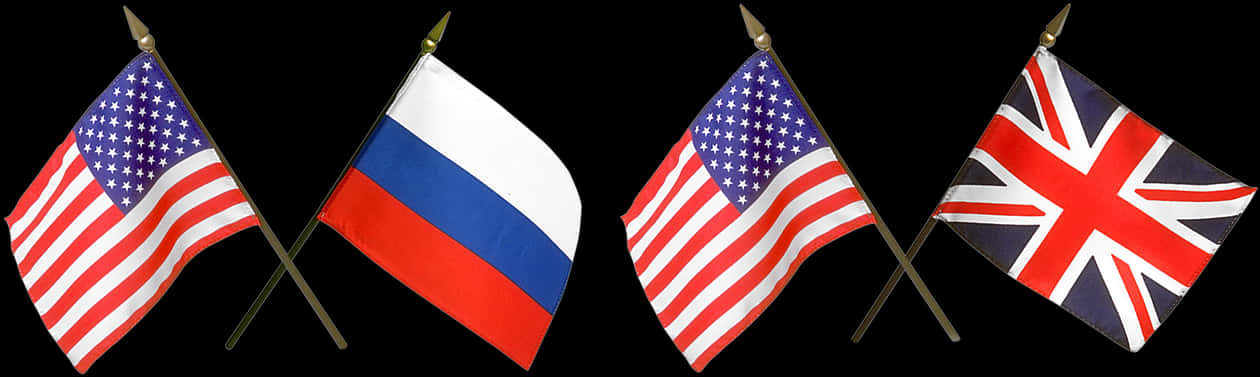 International Flags U S A Russia U K PNG with transparent background