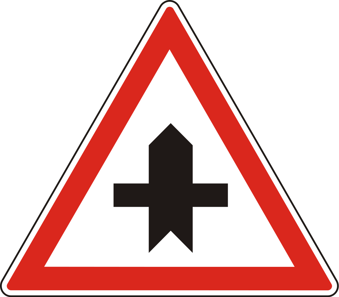 Intersection Road Sign Triangular Warning