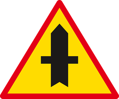 Intersection Sign Warning Traffic Symbol PNG with transparent background