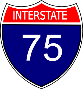 Interstate75 Highway Sign PNG with transparent background