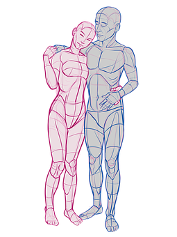 Intertwined Figure Drawing PNG with transparent background