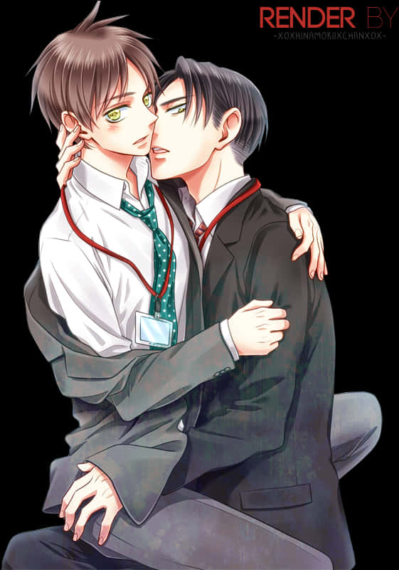 Intimate Anime Characters Embrace PNG with transparent background