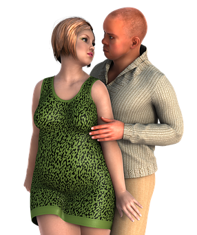 Intimate Couple3 D Render PNG with transparent background