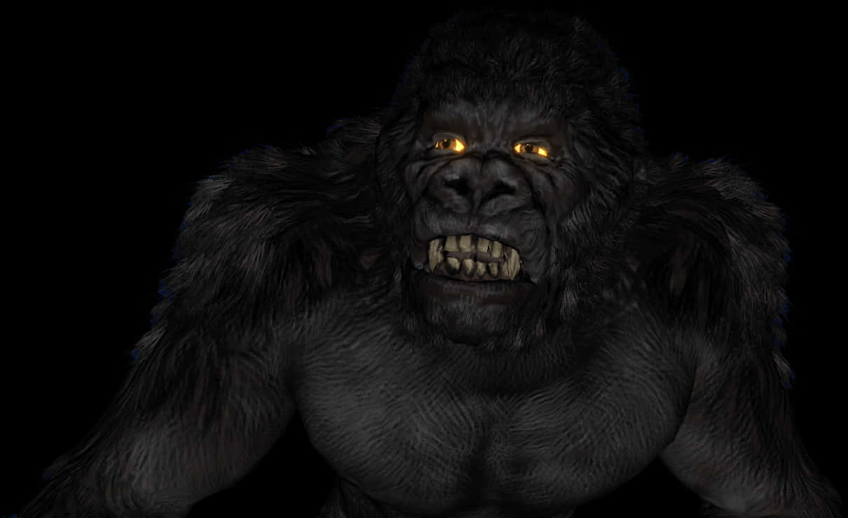 Intimidating King Kong Portrait PNG with transparent background
