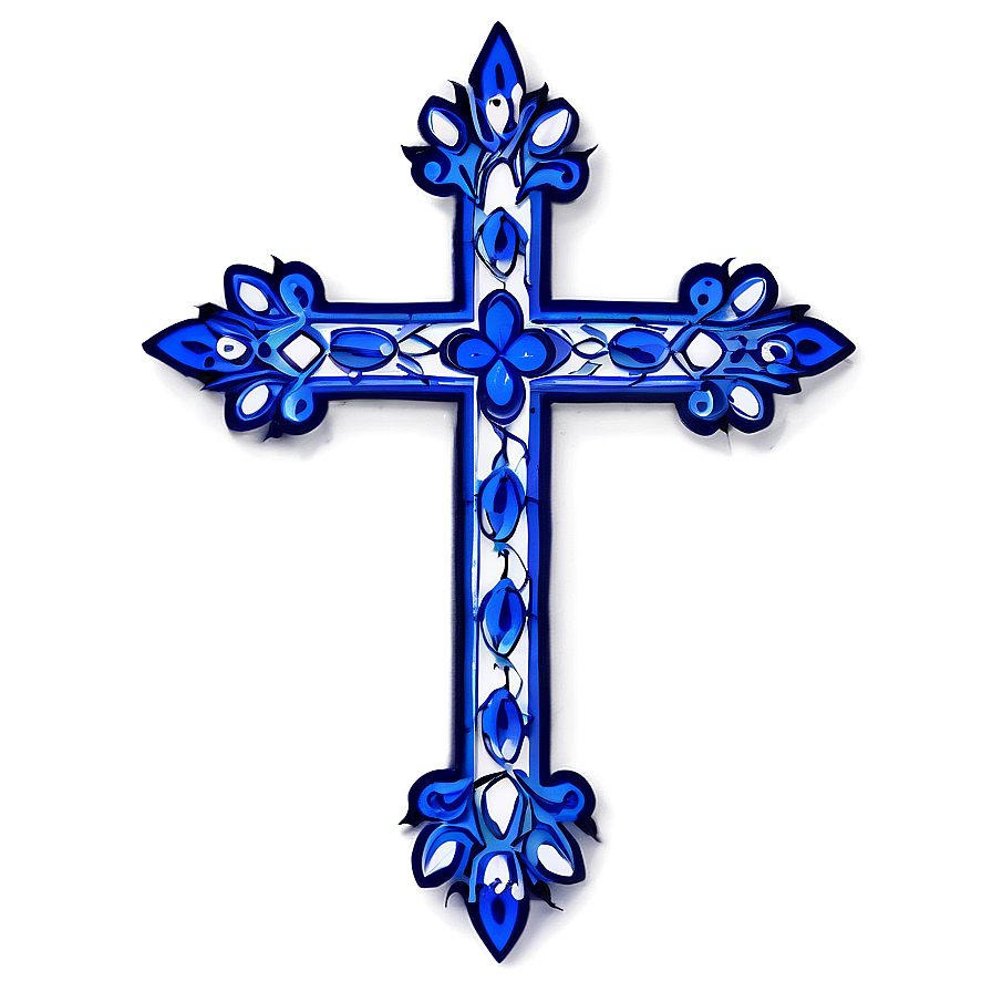 Intricate Blue Cross Detail Png 06292024