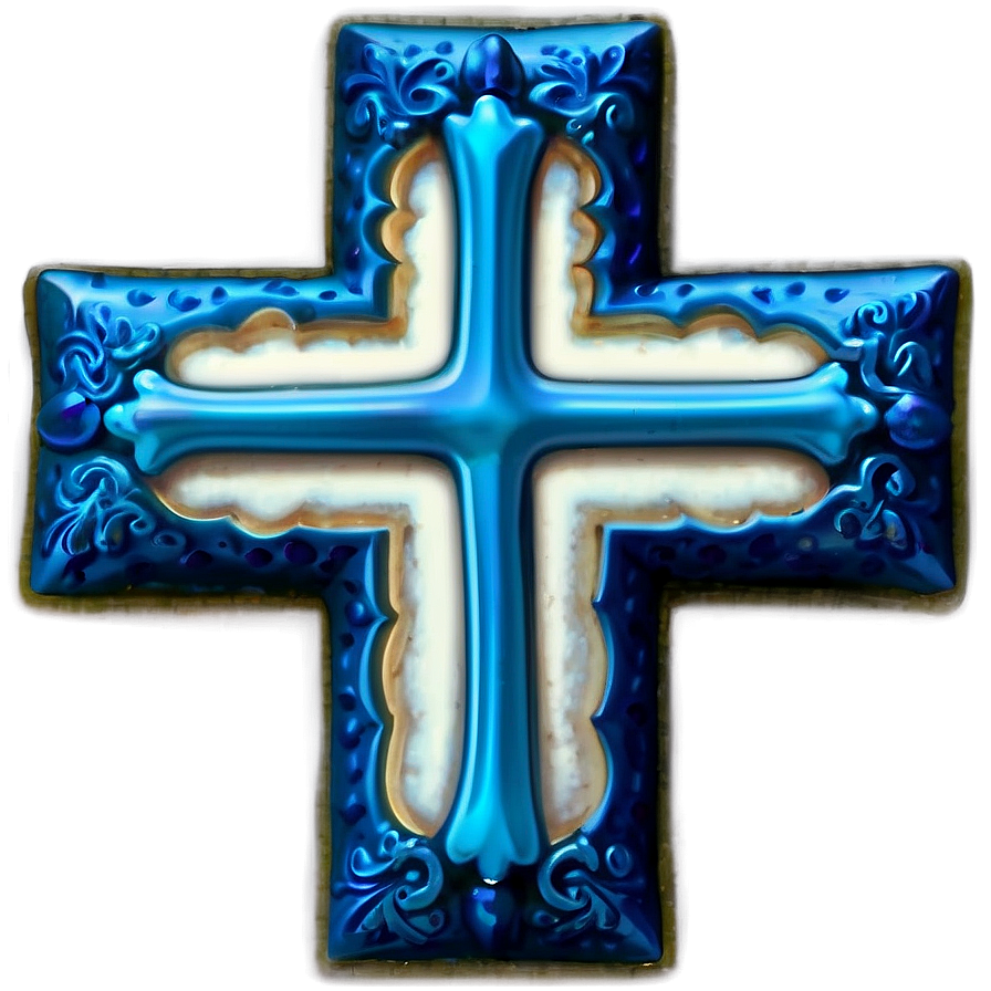 Intricate Blue Cross Detail Png Yke