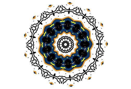 Intricate Blue Orange Mandala Art