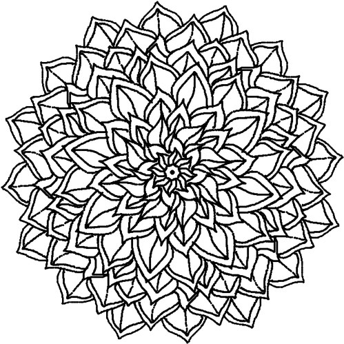 Intricate Dahlia Line Art