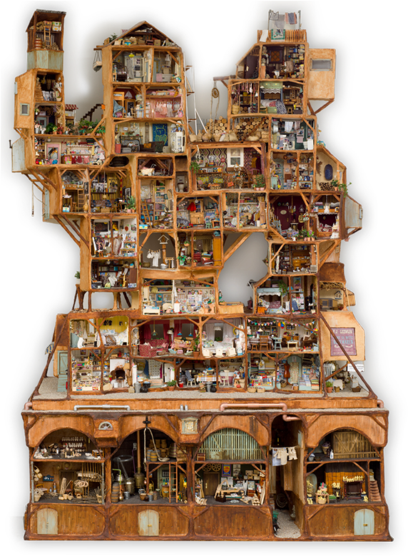 Intricate Dollhouse Mansion Cross Section PNG with transparent background