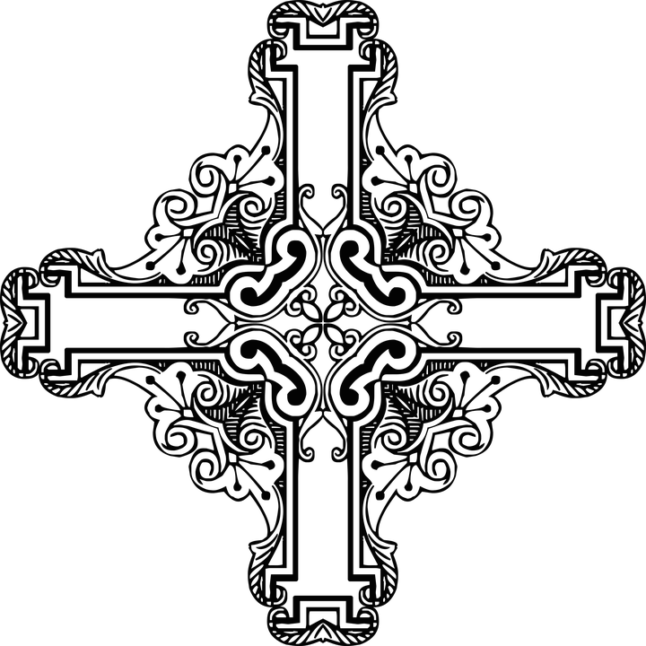 Intricate Floral Cross Vector