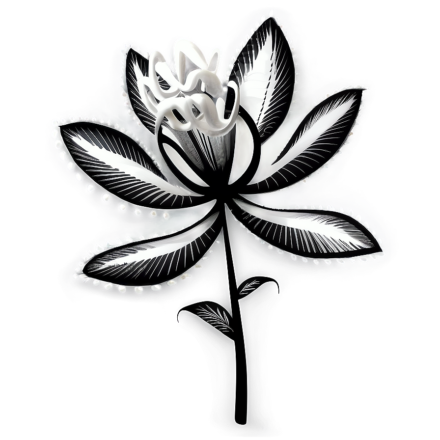 Intricate Flower Black and White PNG gpg32 PNG image with a transparent background, free high-resolution download