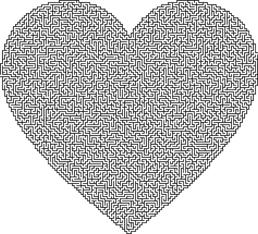 Intricate Heart Maze Line Art