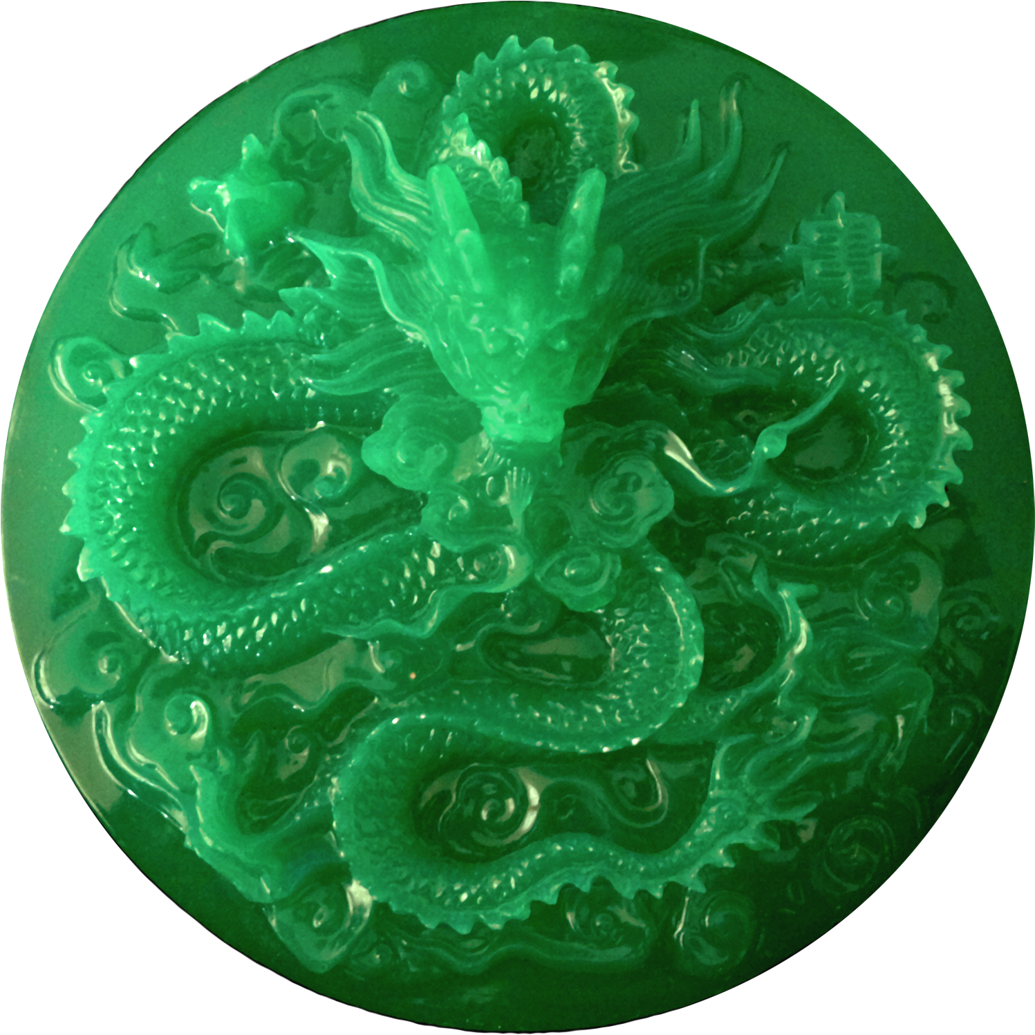 Intricate Jade Dragon Carving PNG with transparent background