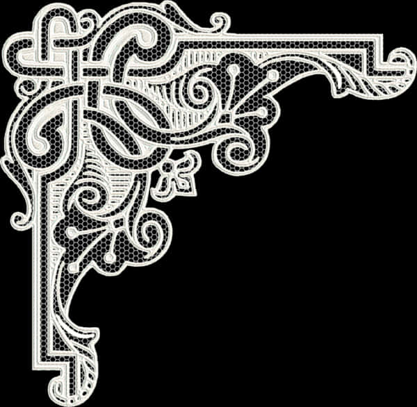 Intricate Lace Corner Design PNG with transparent background