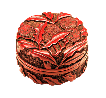 Intricate Red Carved Seal PNG with transparent background