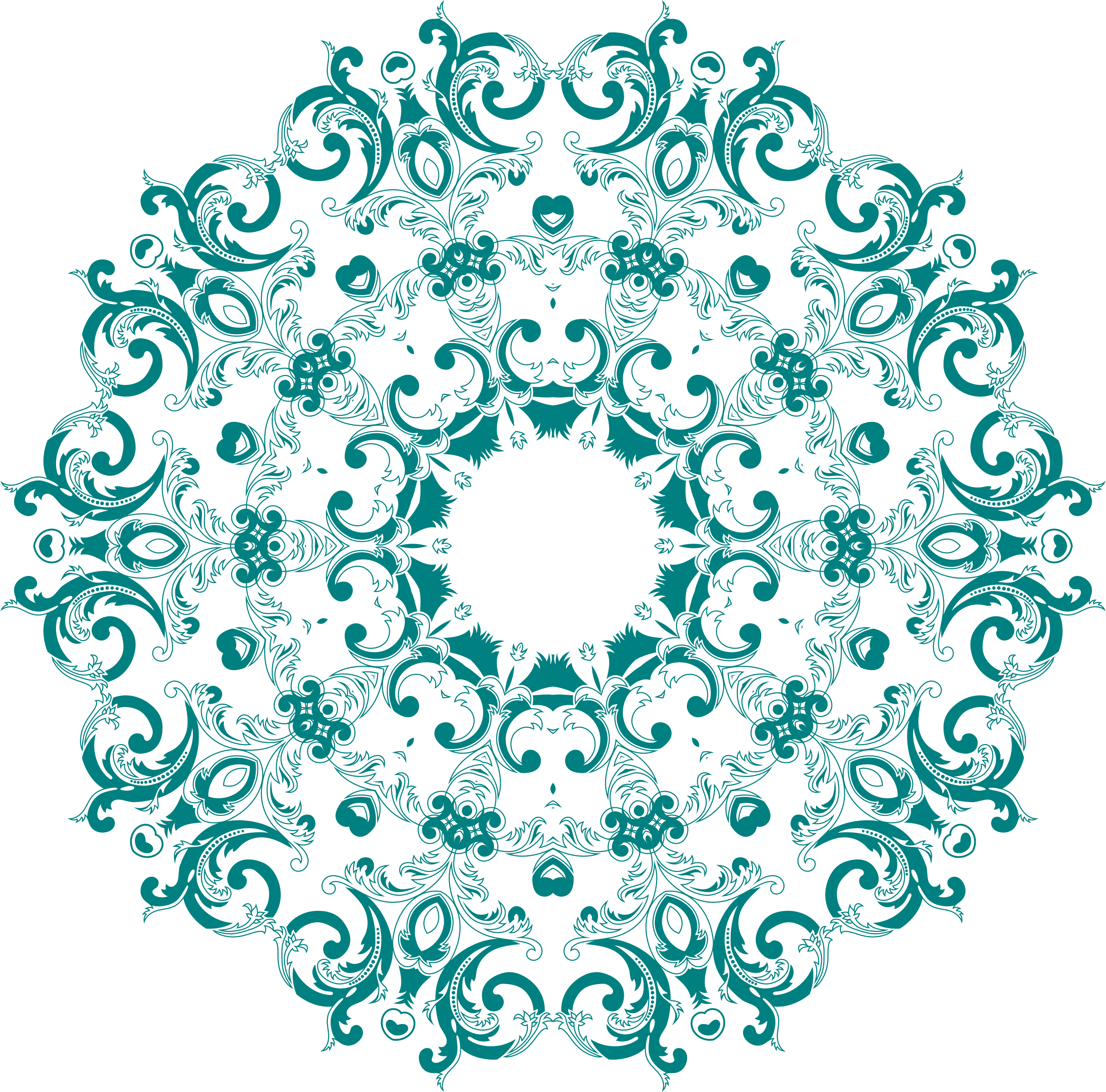 Intricate Teal Floral Mandala Pattern