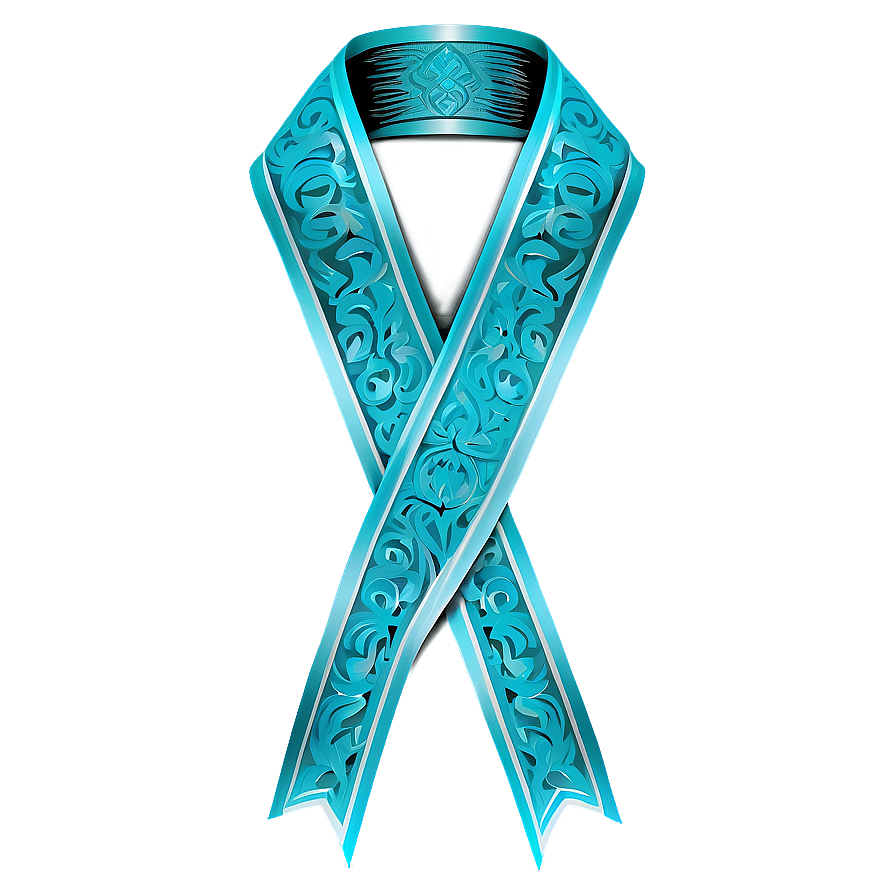 Intricate Teal Ribbon Design Png Jut94