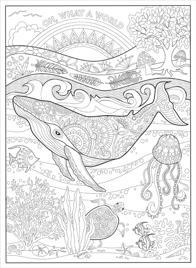 Intricate Underwater World Coloring Page