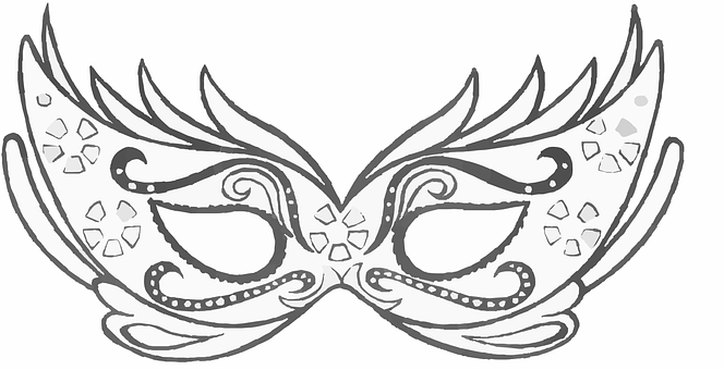 Intricate Venetian Mask Outline PNG with transparent background