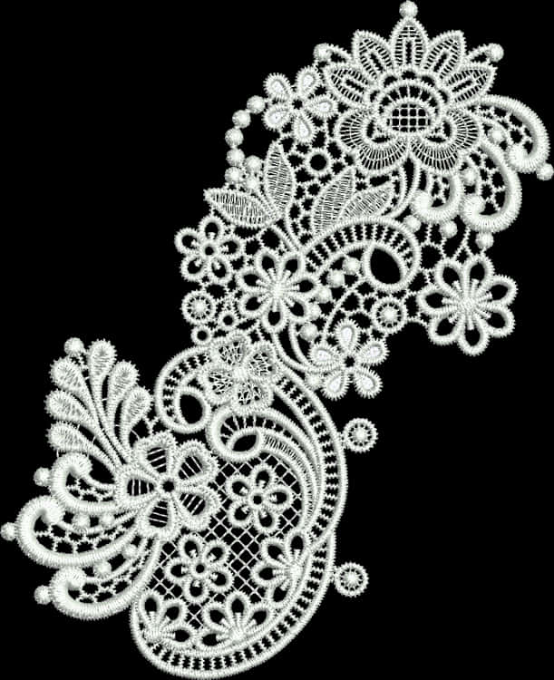 Intricate White Lace Design PNG with transparent background