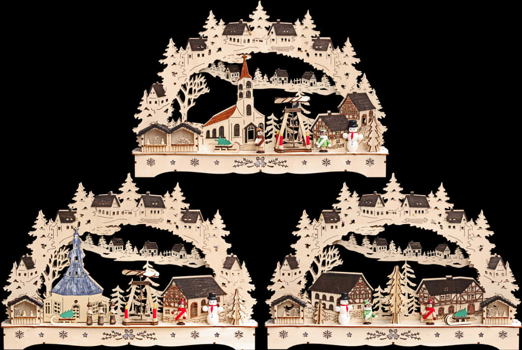 Intricate Wooden Christmas Pyramid Craft