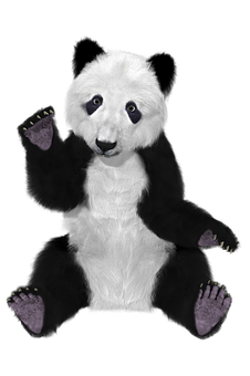 Inverted Color Panda Plush PNG with transparent background