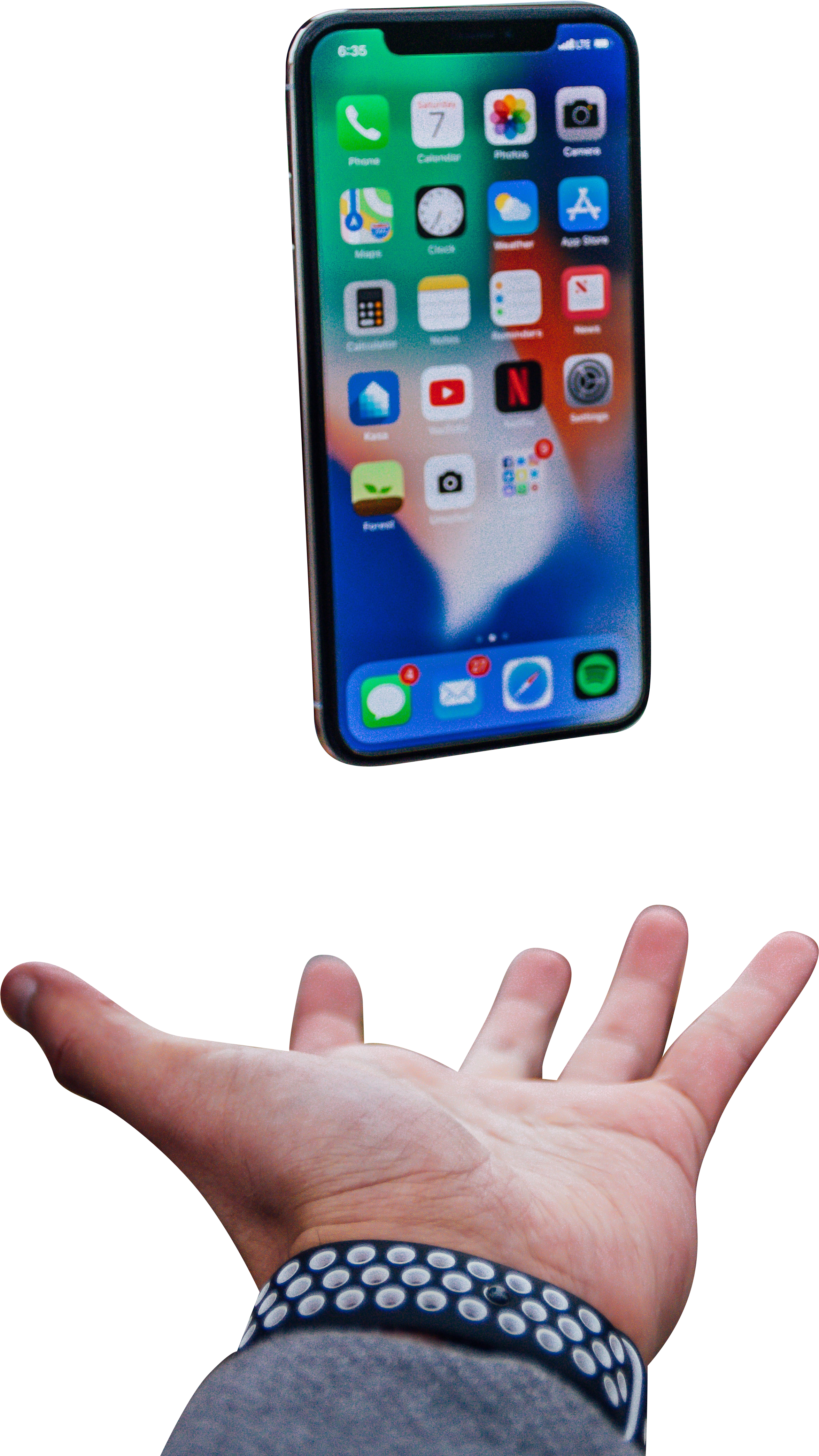 Iphone X Floating Over Palm - Iphone X In Hand, HD Png Download PNG with transparent background
