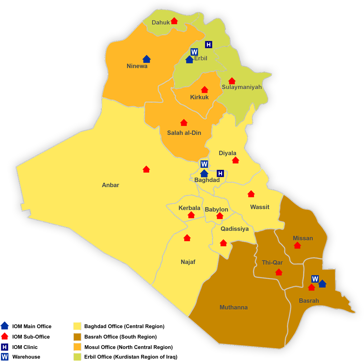Iraq Administrative Divisionsand Organizational Locations Map PNG with transparent background