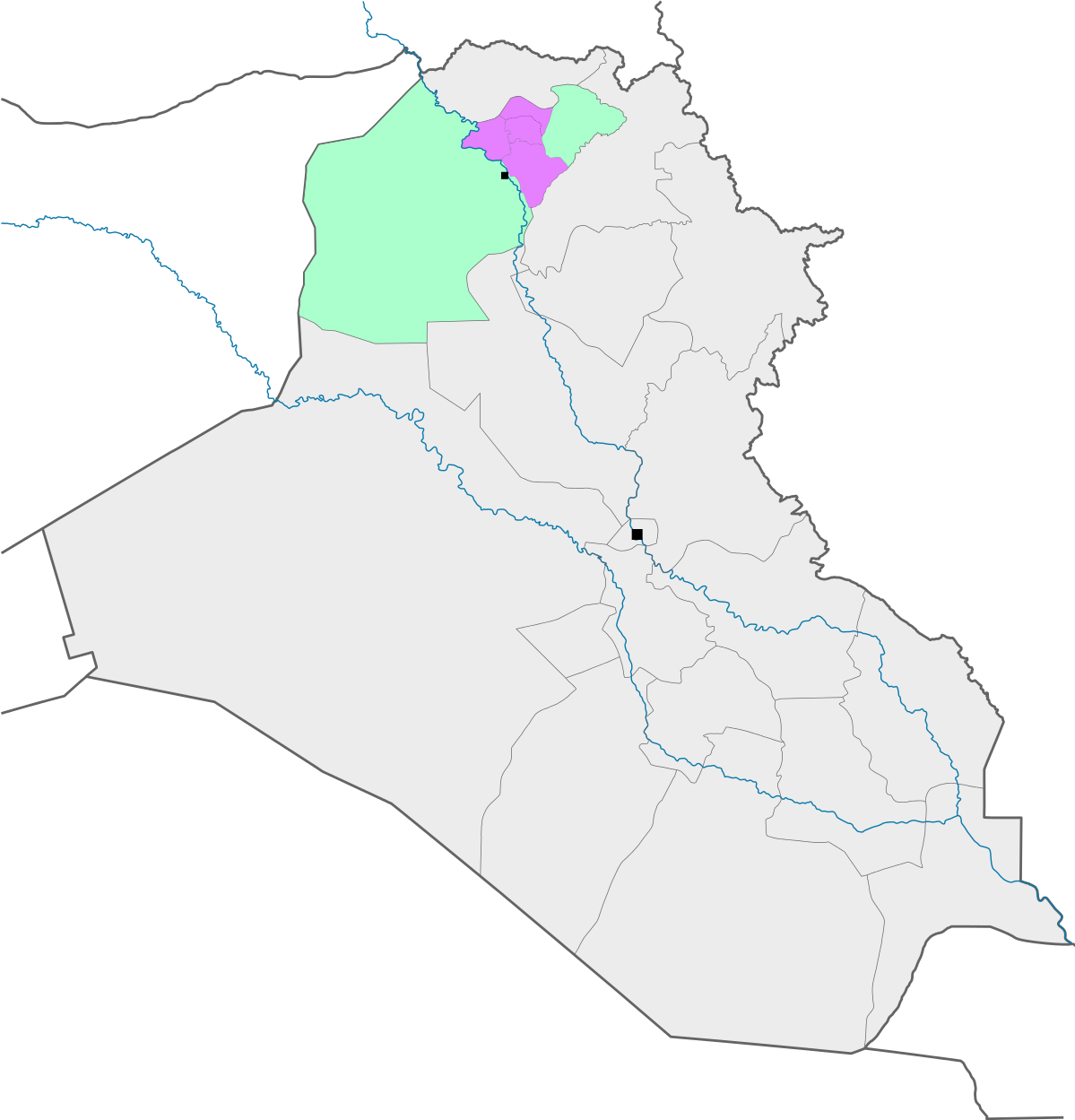Iraq Districts Map Color Coded PNG with transparent background