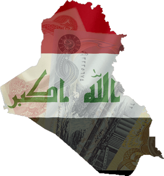 Iraq Map Currency Overlay PNG with transparent background