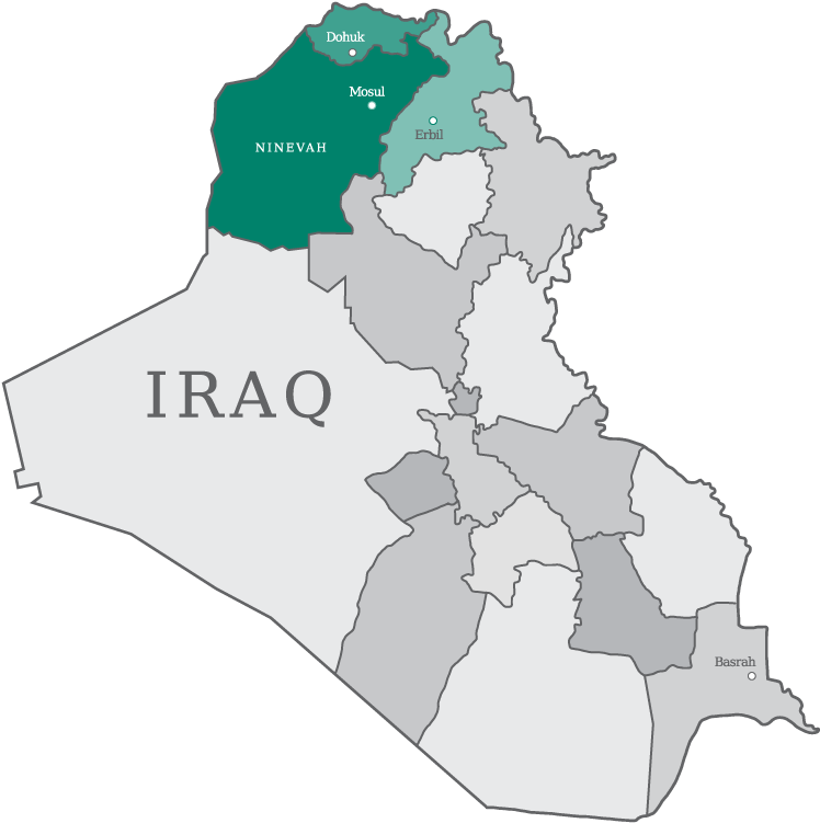 Iraq Map Nineveh Highlighted PNG with transparent background