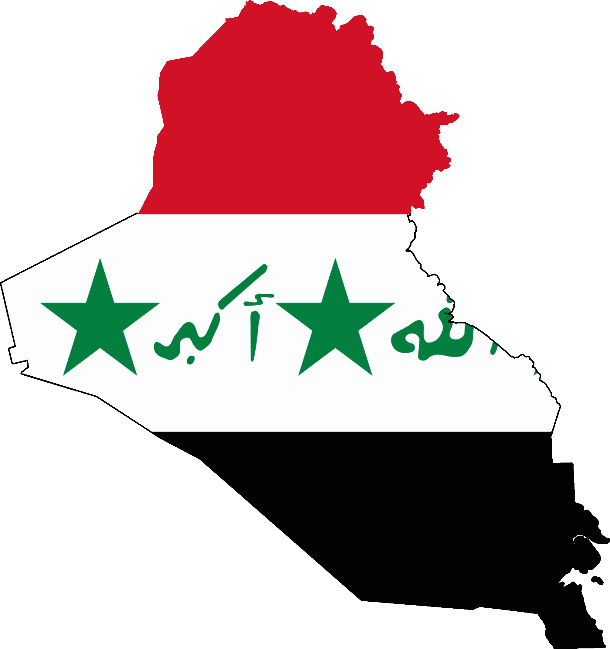Iraq Mapwith Flag Overlay PNG with transparent background