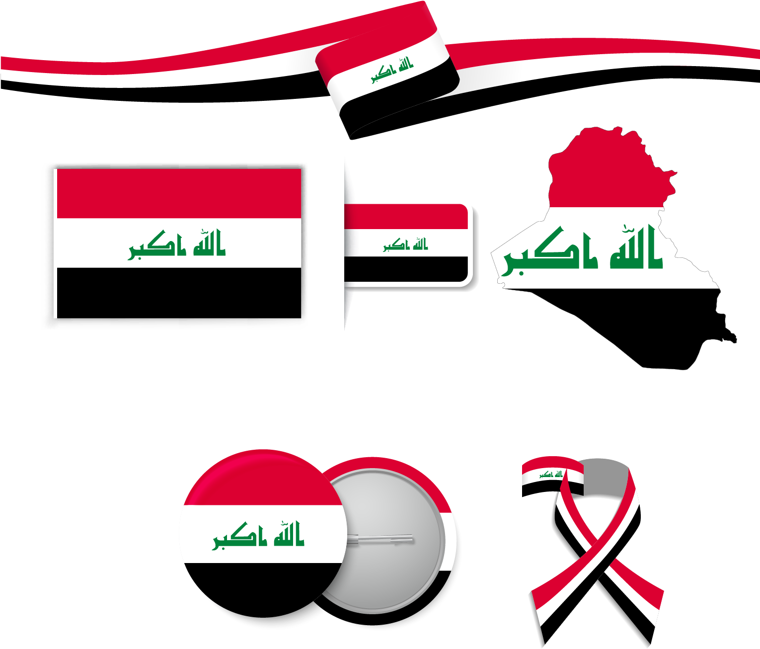 Iraqi Flag Design Elements PNG with transparent background