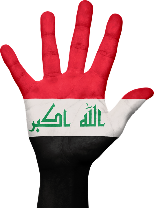 Iraqi Flag Painted Hand PNG with transparent background