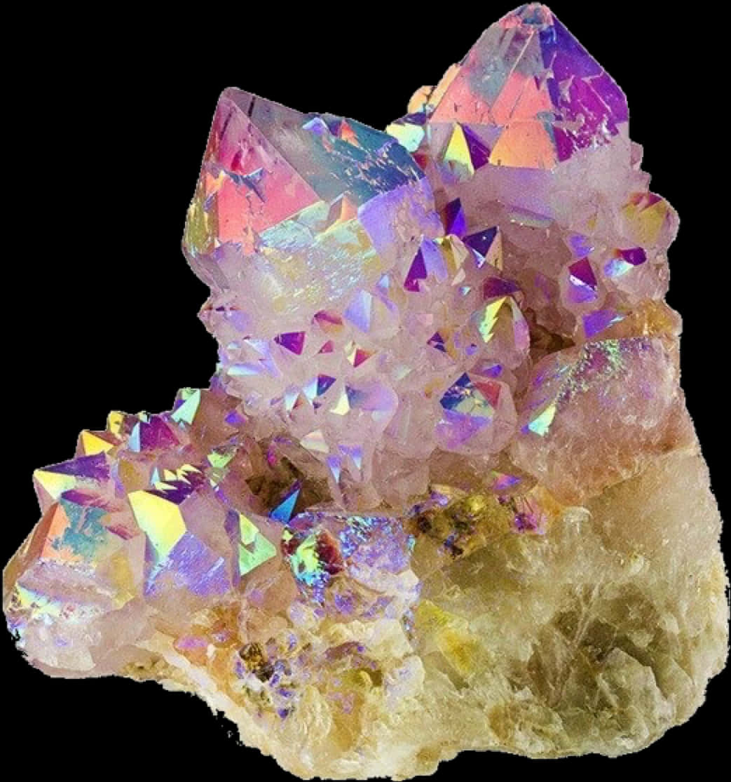 Iridescent Crystal Cluster.jpg PNG with transparent background
