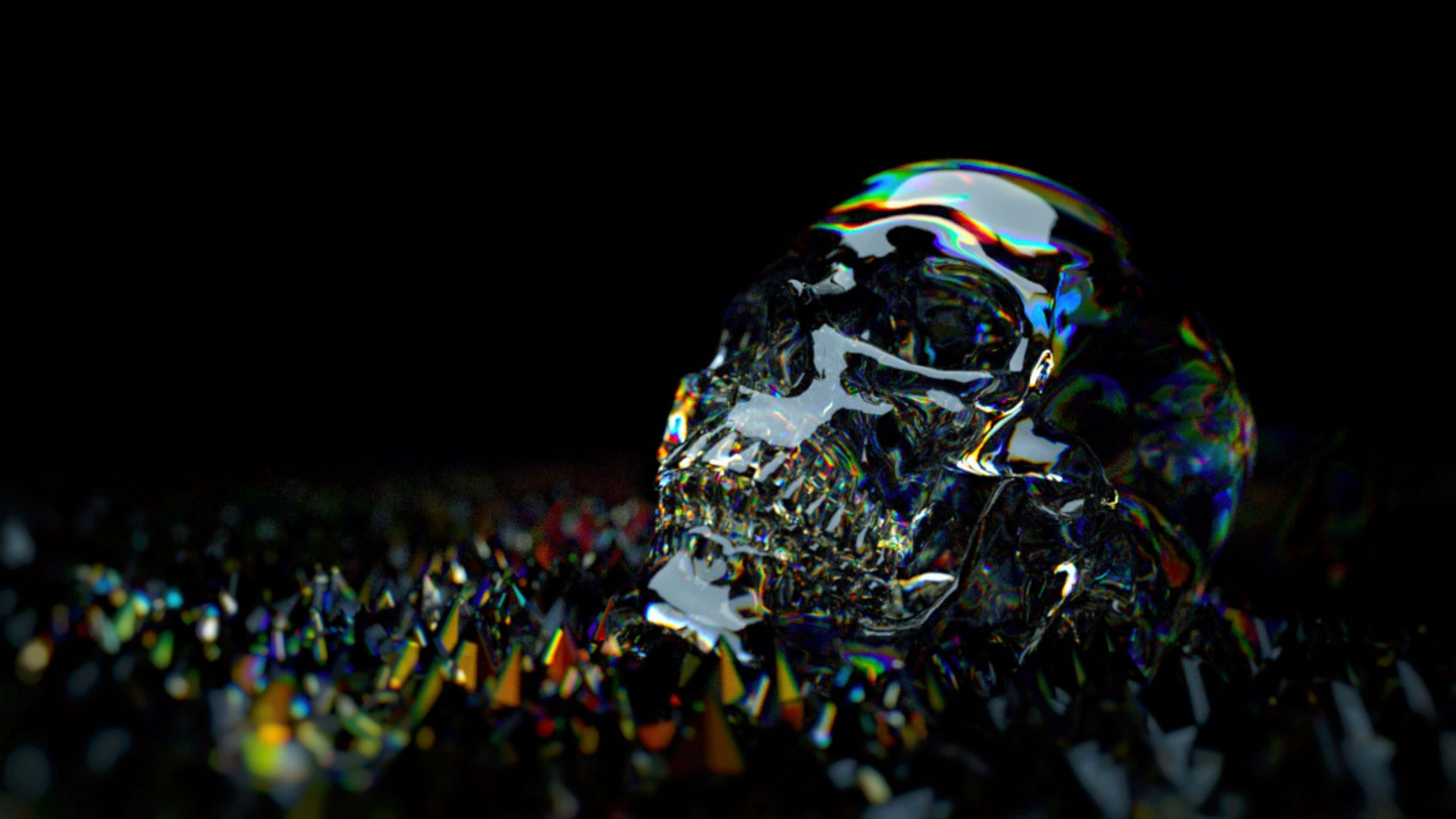 Iridescent Skullon Reflective Surface