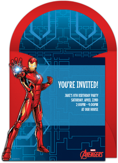 Iron Man Birthday Invitation Card