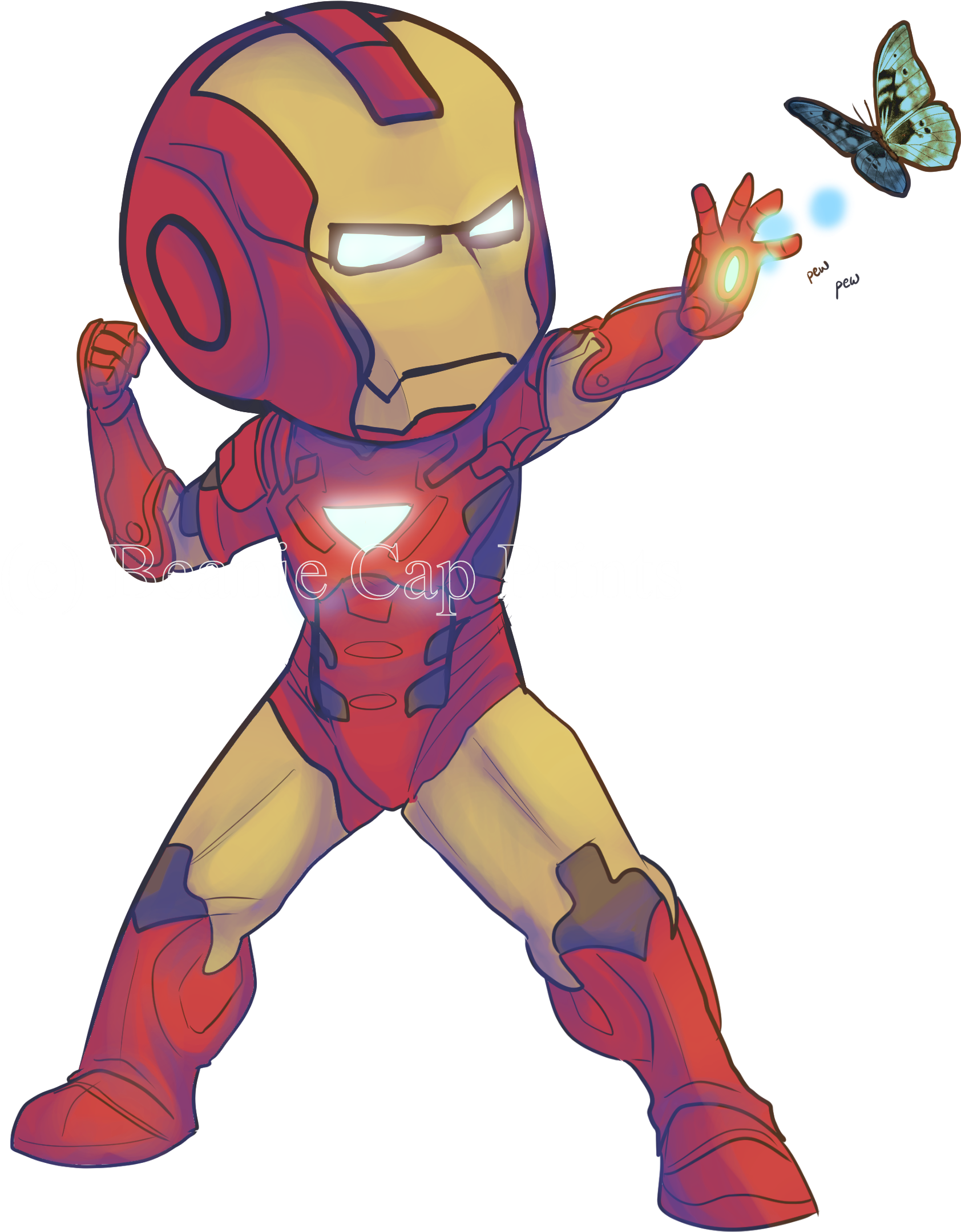 Iron Man Cartoon Butterfly Interaction