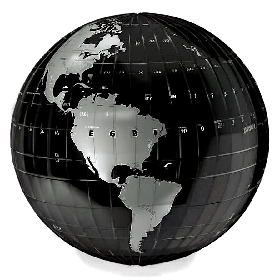 Isolated Black And White Globe Png 89