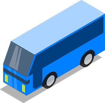 Isometric Blue Bus Graphic PNG with transparent background