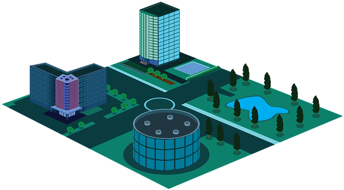 Isometric Cityscape Illustration PNG image with a transparent background, free high-resolution download