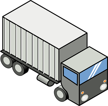 Isometric Delivery Truck Vector PNG with transparent background