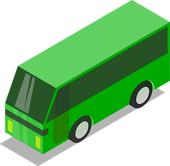 Isometric Green Bus Illustration PNG with transparent background