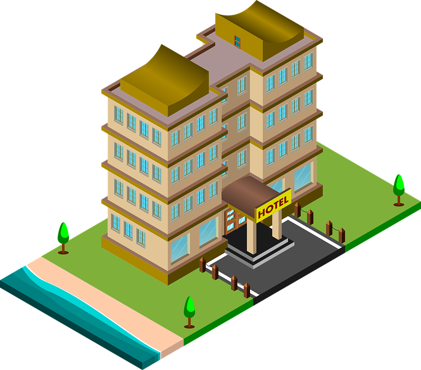 Isometric Hotel Illustration PNG with transparent background