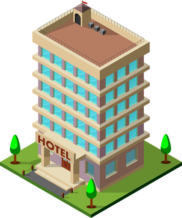 Isometric Hotel Illustration PNG with transparent background