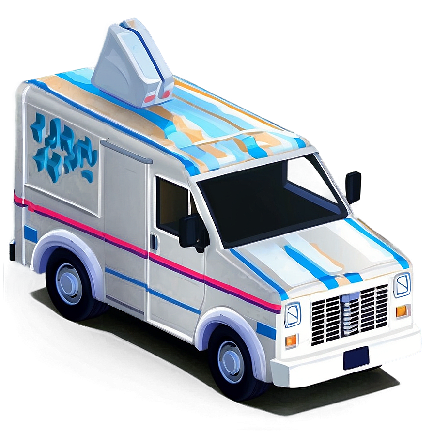 Isometric Mail Truck Graphic Png Hmi10